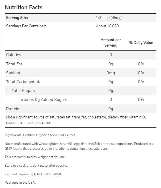 Boljši prah Stevia® Extract | Organsko - 28 gramov