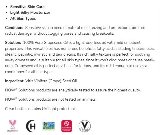 Grapeseed olje | 100% čista občutljiva nega kože - 473 ml