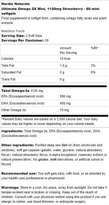 Ultimate omega 2x mini 1120mg - 60 žvečilnih gelskih kapsul
