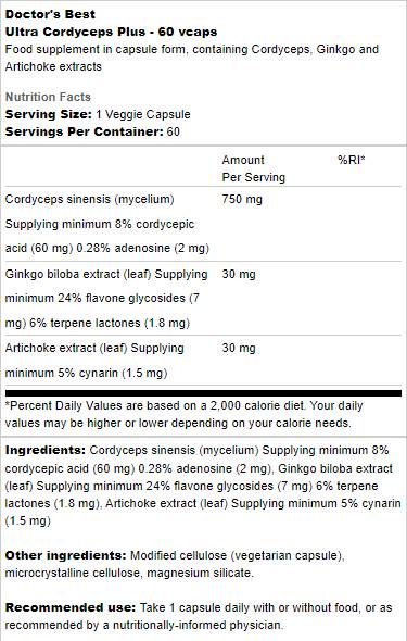 Ultra cordyceps plus | Z Artichoke & Ginkgo Biloba - 60 kapsul