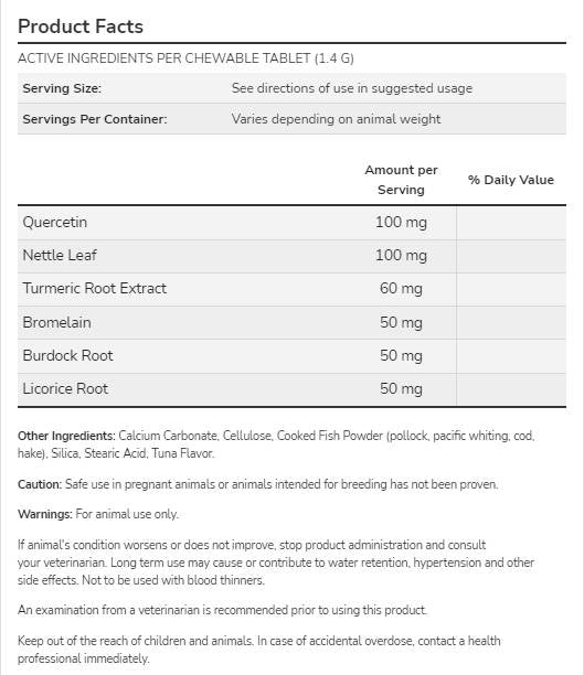 Pet za žvečilne tablete za alergije | Za pse in mačke - 75 žvečilnih tablet