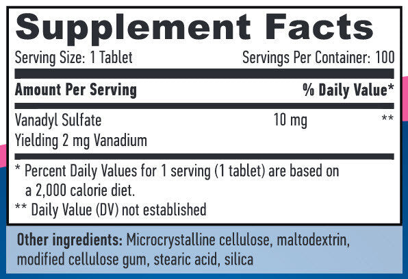 Vanadil sulfat 10 mg / 100 zavihkov.