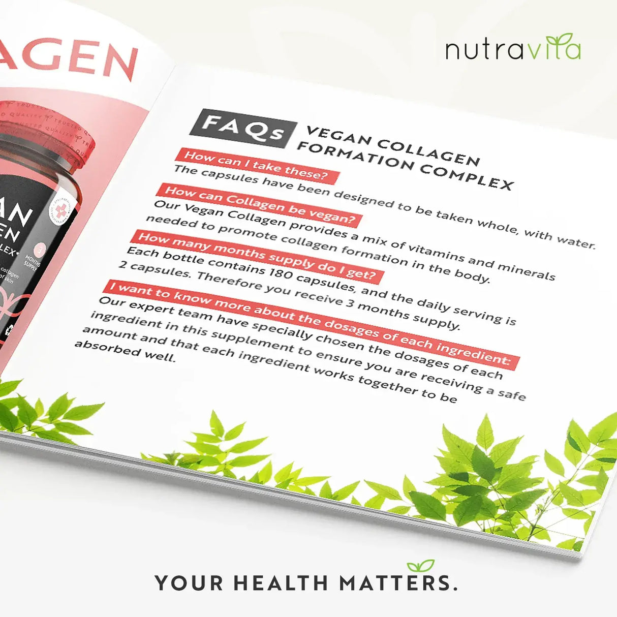 Veganski kompleks za tvorbo kolagena 180 Vcaps. <tc>Nutravita</tc>