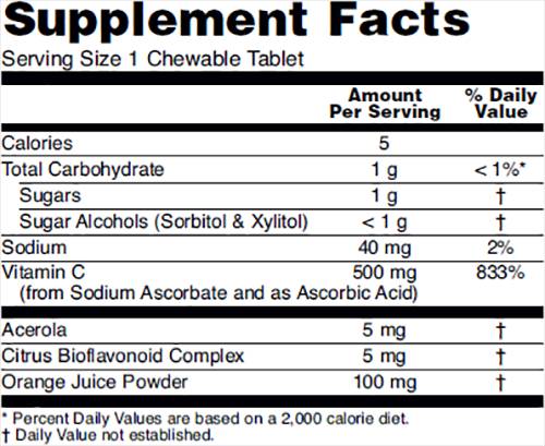 Vitamin C -500 žvečilni - 100 žvečilnih tablet