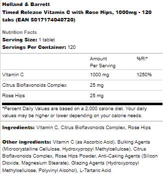 Vitamin C časovno sprostitev 1000 mg | Z boki z vrtnicami - 120 tablet