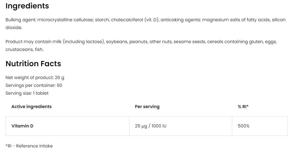 Vitamin D3 1000 iu 90 tablet