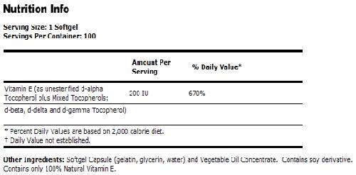 Vitamin E-200 IU D-alfa tokoferoli-100 gel kapsul