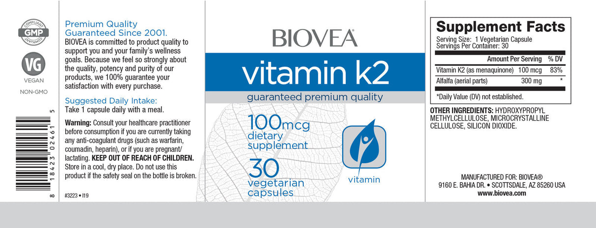 Vitamin K2 100 mcg / 30