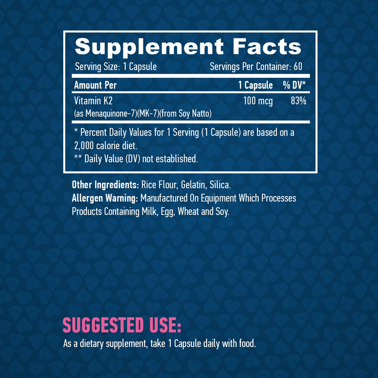 Vitamin K2-MK7 100MCG / 60 CAPS
