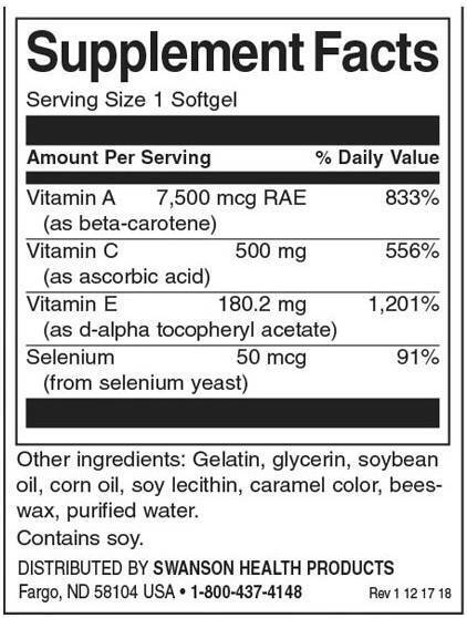 Vitamini A, C, E & Selenium - 60 gel kapsul