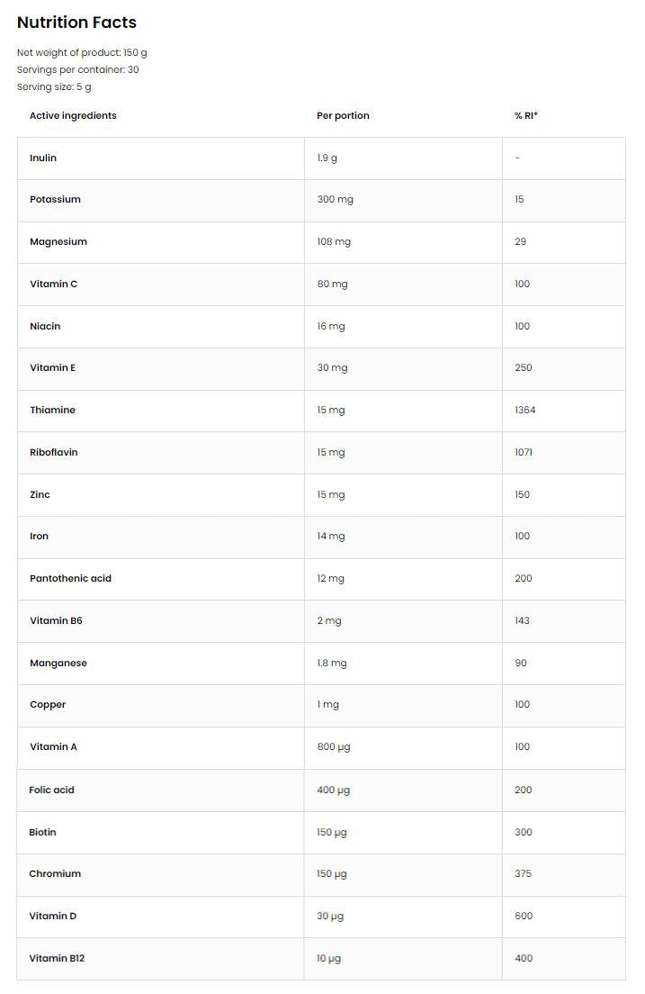 Vitandmin v prahu | Multivitamin in mineralna formula 150 gramov