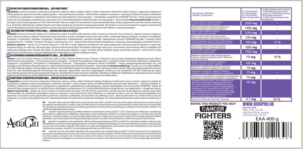 EAA v prahu | z elektroliti in Astragin® - 400 gramov