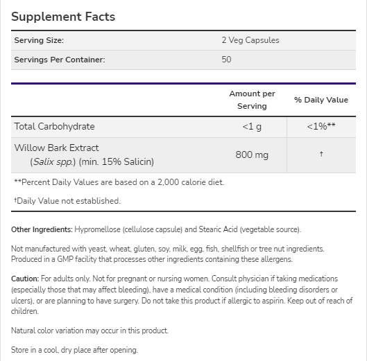 Ekstrakt vrbe lubja 400 mg - 100 kapsul