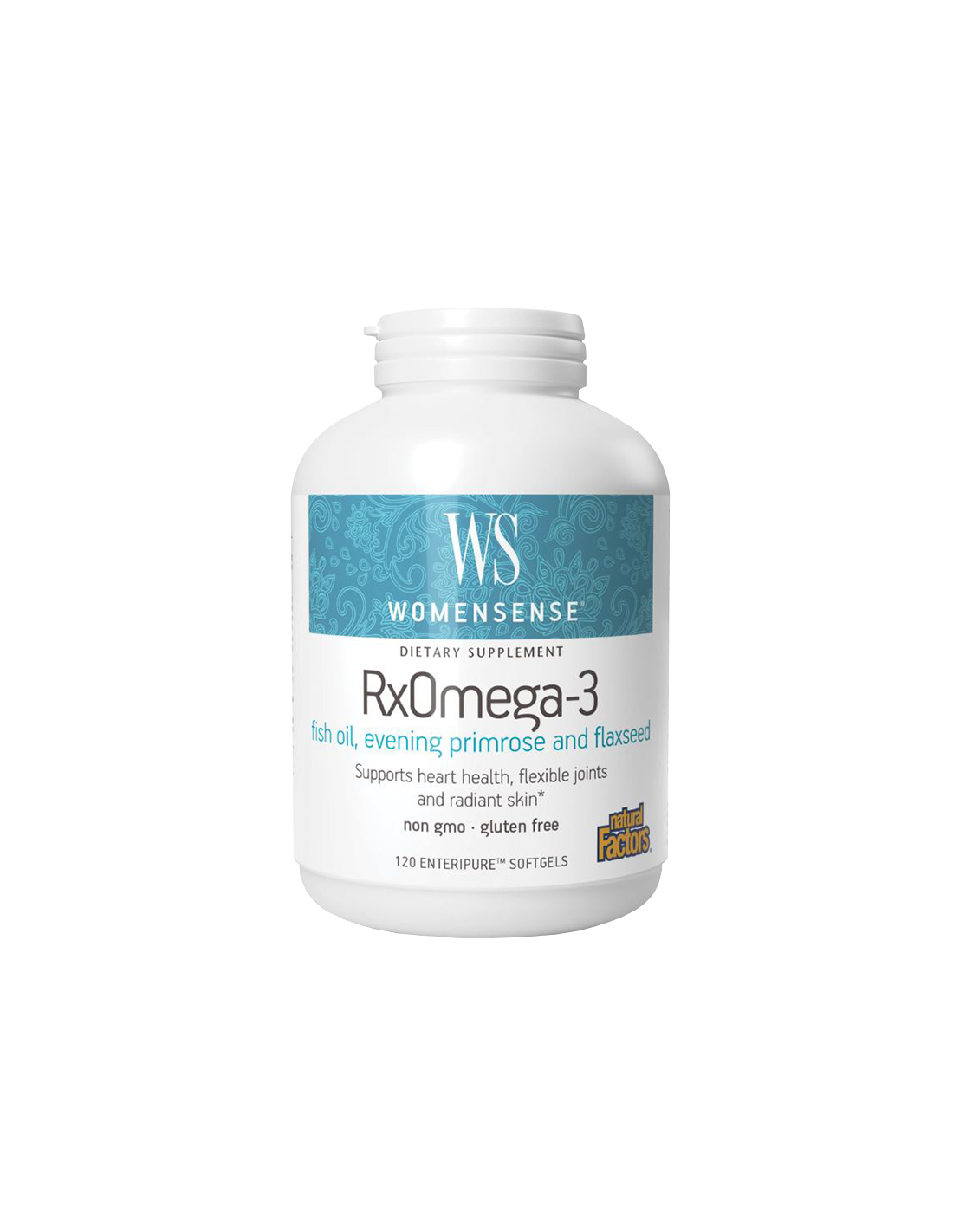 Ribje olje, svetlič in laneno seme WomenSense Rx Omega-3 - Zdravje žensk, 120 mehkih gelov <tc>Natural Factors</tc>