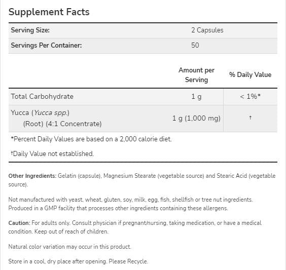 Yucca 500 mg - 100 kapsul