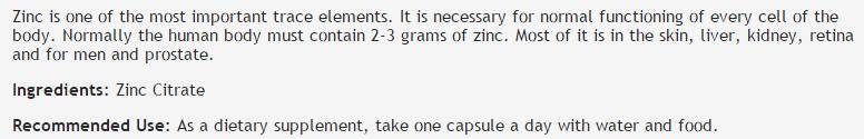 Cink citrat 30 mg - 100 kapsul