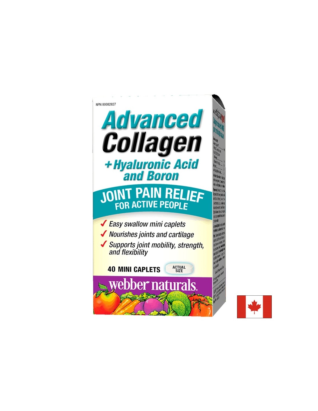 Advanced Collagen+Hyaluronska kislina in bor/ Kolagen + hialuronska kislina in bor x 40 mini kapsul <tc>Webber Naturals</tc>
