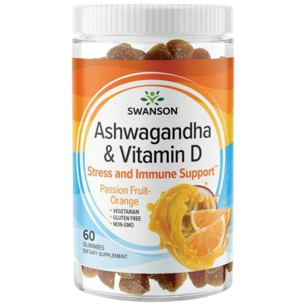 Ashwagandha gumi z vitaminom D | Passion Fruit Orange 60 žvečilnih tablet