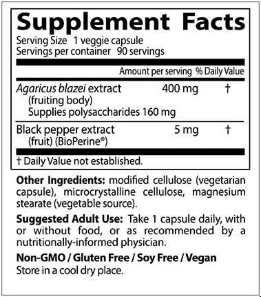 Najboljši agaricus blazei z bioperinom - 90 kapsul