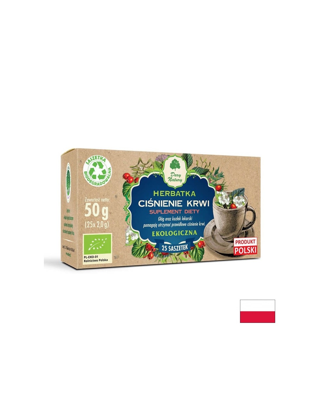 Zeliščni čaj za vzdrževanje biološkega tlaka, 25 paketov