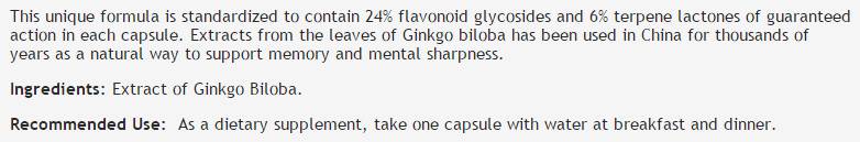 Ginkgo Biloba Extract 60 mg - 60 kapsul