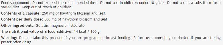 Hawthorn Flower & Leaf 250 mg - 100 kapsul