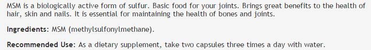 MSM 490 mg - 100 kapsul