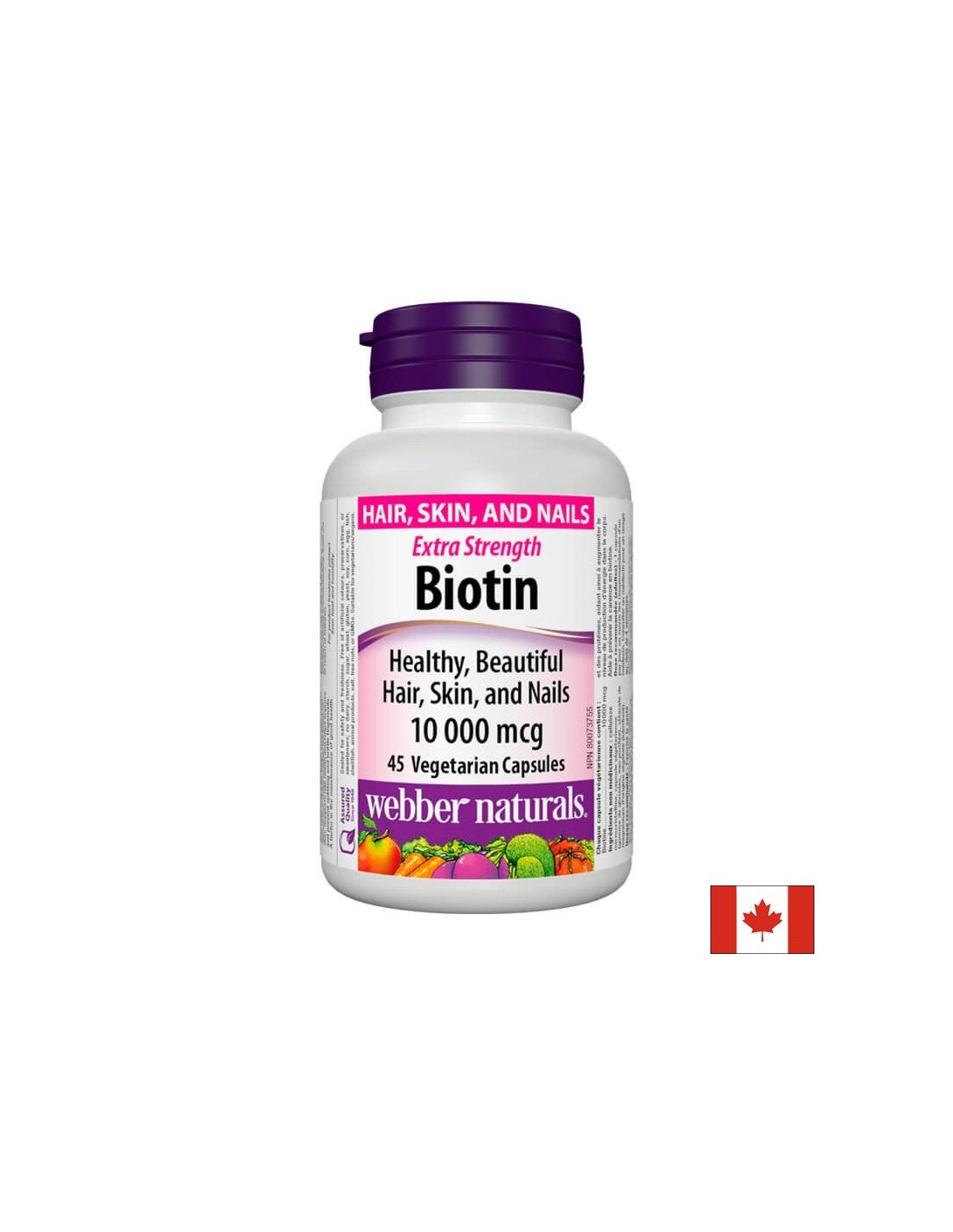 Biotin Extra Strength / Biotin ekstra jakost, 10000 mcg, 45 kapsul <tc>Webber Naturals</tc>