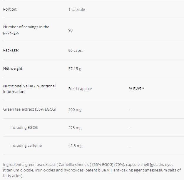 Zeleni čaj | 55% EGCG - 90 kapsul