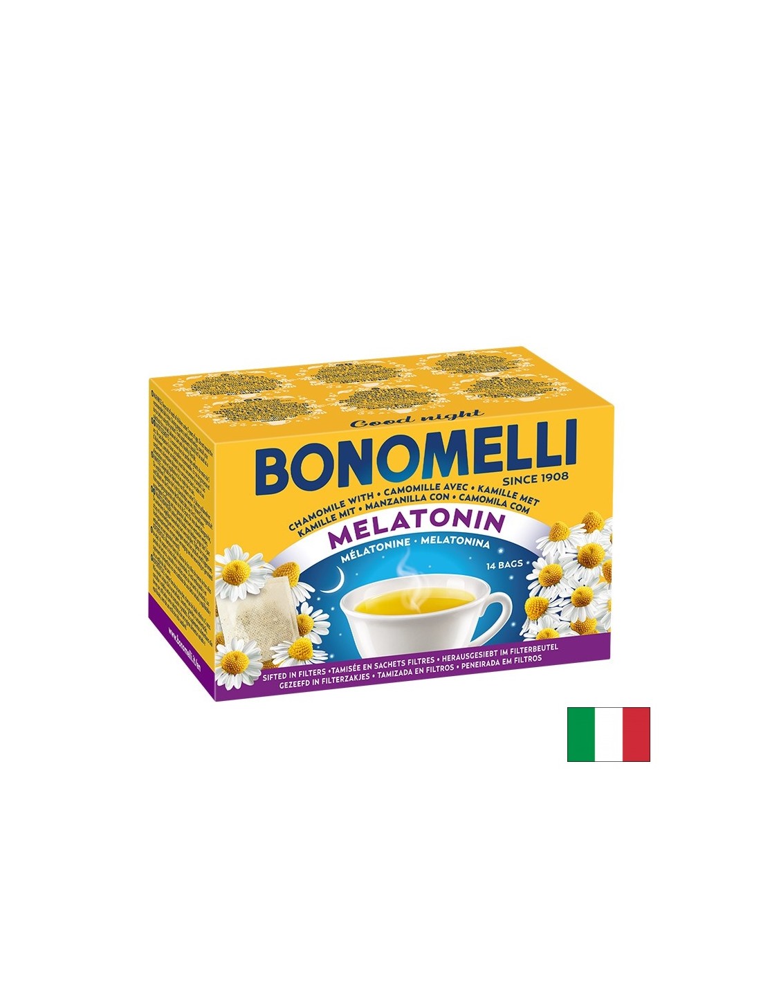 Kamilijski čaj, melatonin in magnezij - miren spanec in nadzor stresa, 14 filtrirnih vrečk