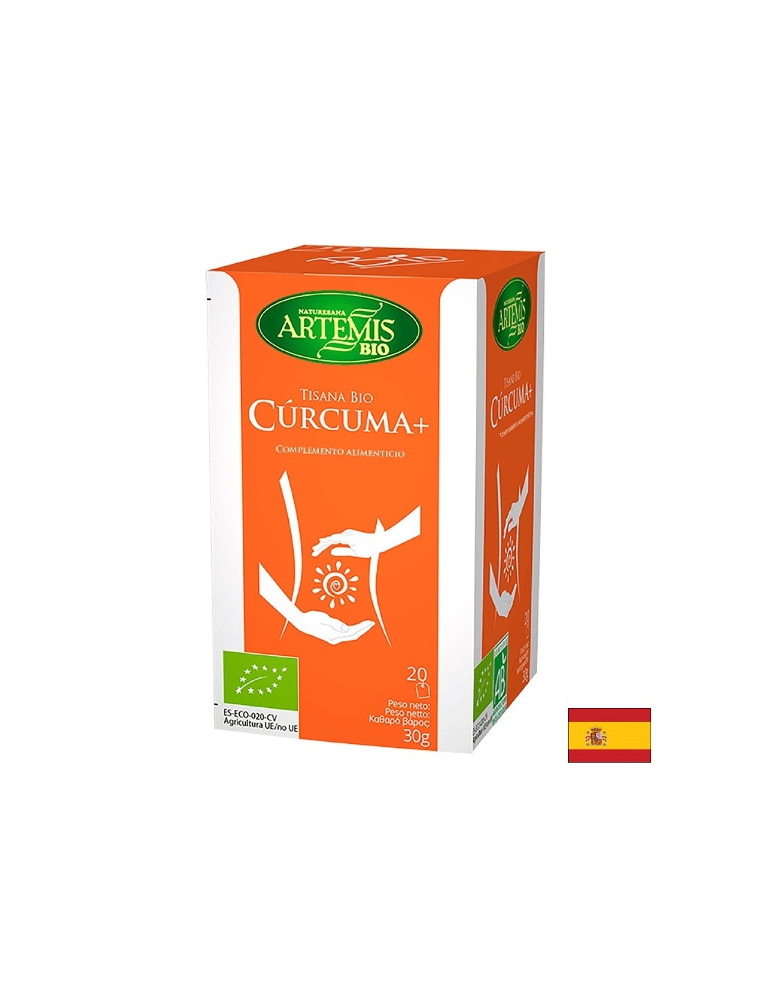 Curcuma +, Bio/ kurkuma + ingver, sladka kazen in črni poper, 20 filtrirnih vrečk