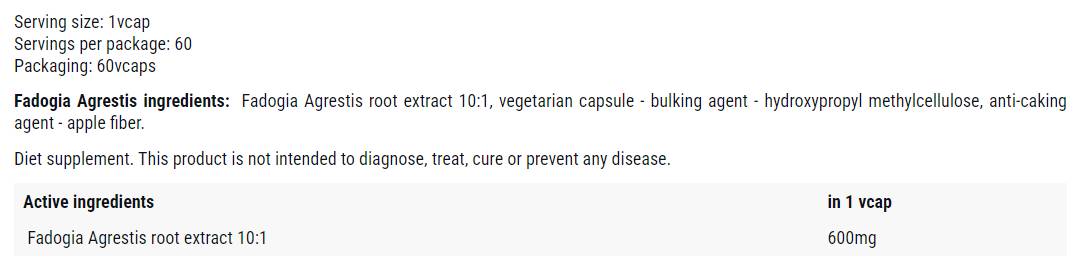 Fadogia agrestis 600 mg - 60 kapsul