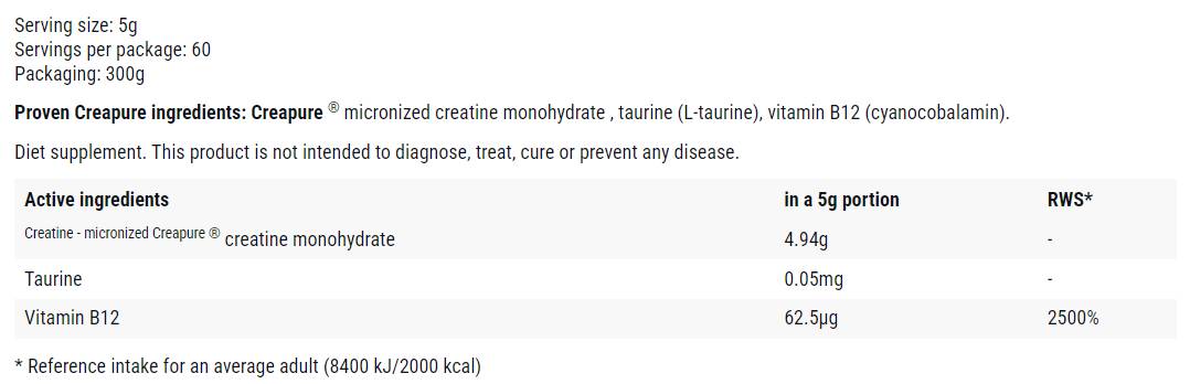 Dokazan kreatin | Creapure® v prahu - 300 gramov