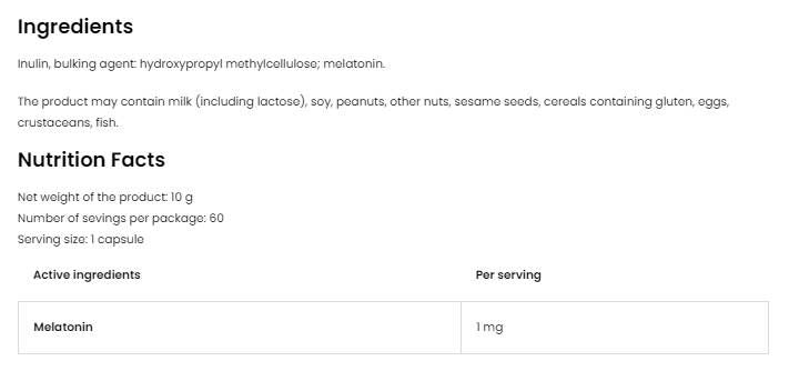 Melatonin 1 mg - 300 tablet