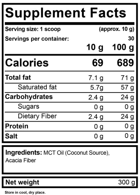 MCT oljni prah - 300 gramov