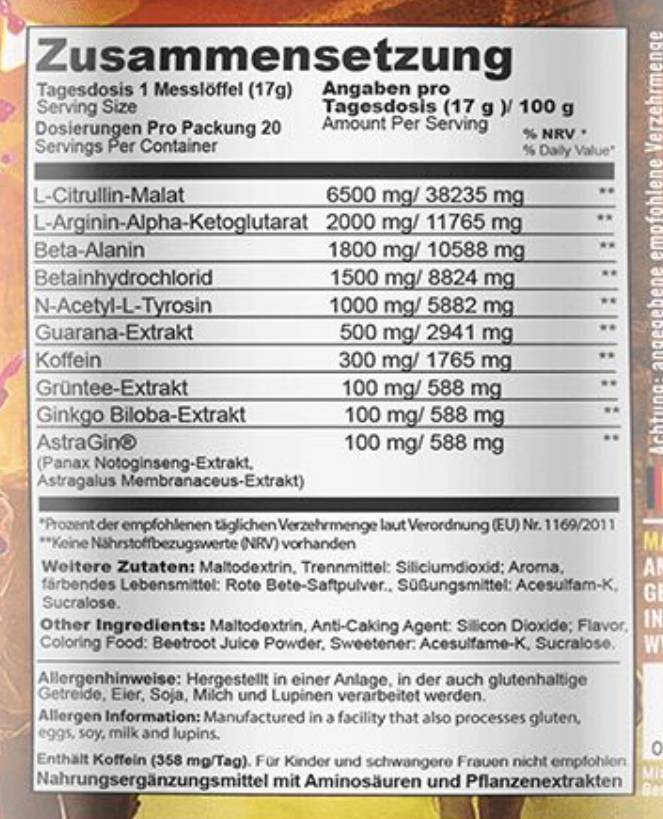 Radical Riot V3 hardcore pred vadbo - 340 gramov