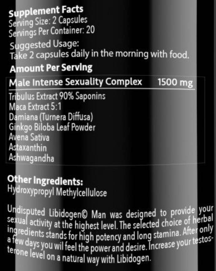 Libidogen človek | z Maca in Damiana - 40 kapsul