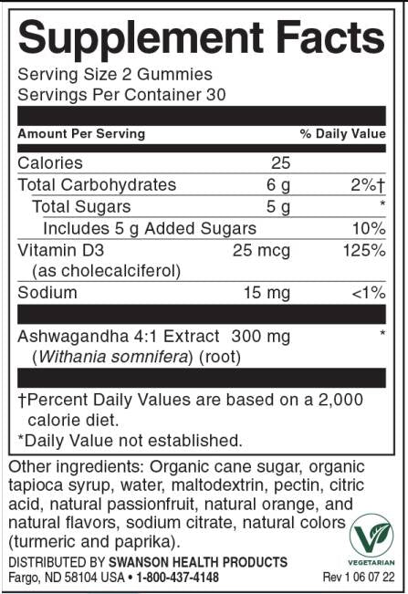 Ashwagandha gumi z vitaminom D | Passion Fruit Orange 60 žvečilnih tablet