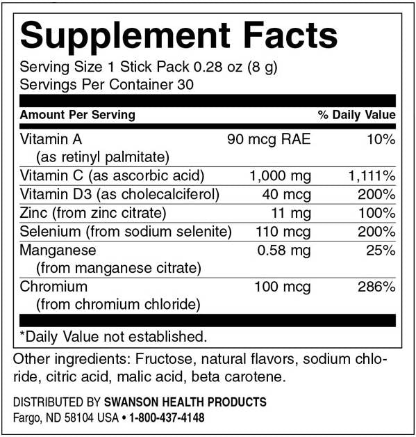 Imuniteta pomoč pri C Plus vitaminu D in cinku | Aromatiz citrusov 30 paketov
