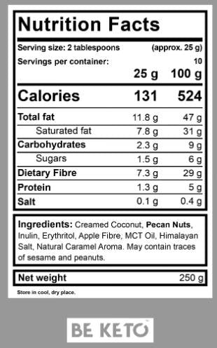 Keto krema | Pecan & Slana karamela + MCT - 250 gramov