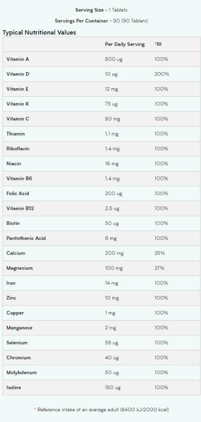 A - z multivitamin - 90 tablet