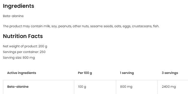 Beta alanin prah 200 gramov