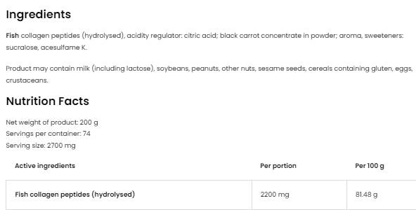 Morski kolagen / hidroliziran ribji kolagen v prahu 200 gramov