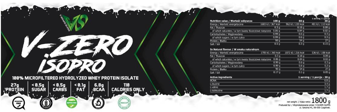 V-Zero ISO Pro | Izolat sirotkinih beljakovin - 1800 gramov