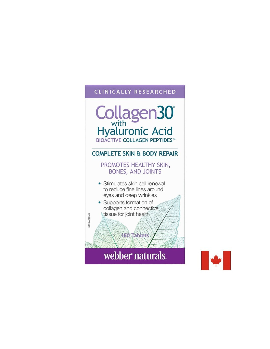 Collagen30® with Hyaluronic Acid / Kolagen (bioaktivni kolagenski peptidi) s hialuronsko kislino, 180 tablet <tc>Webber Naturals</tc>