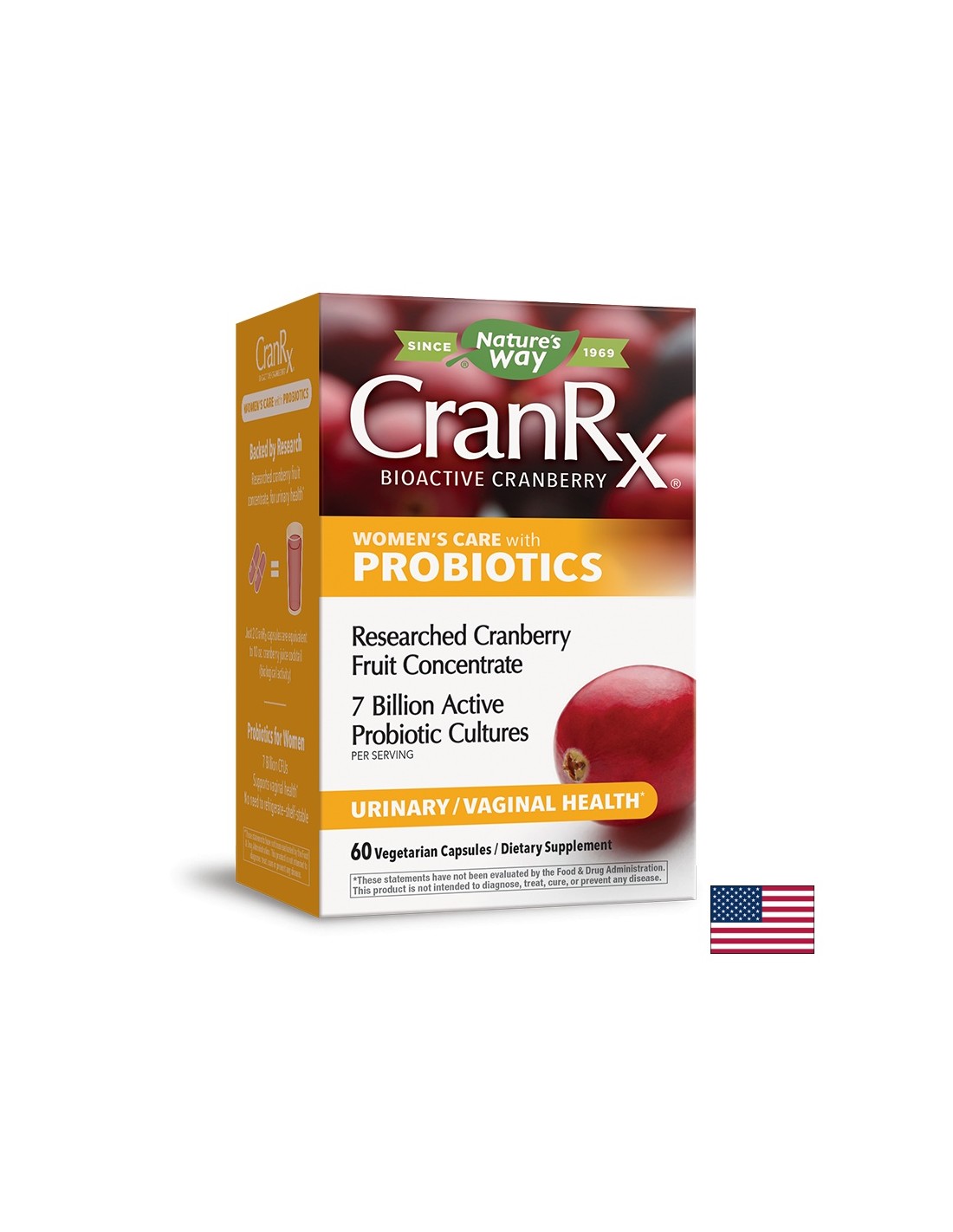 Cranrx® Ženske skrbi za probiotike z brusnico + 7 milijard ACT. Probiotics x 60 Kapsula narava pot