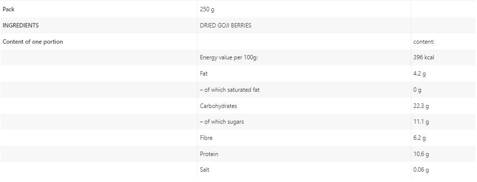 Posušene goji jagode - 250 gramov