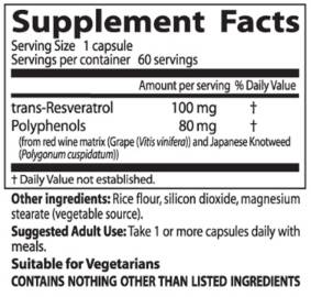 Trans-resveratrol 100 mg | z Resvinol -25 - 60 kapsul