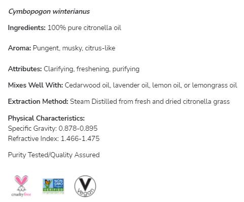 Citronella olje | 100% čisti cymbopogon zimanus - 30 ml