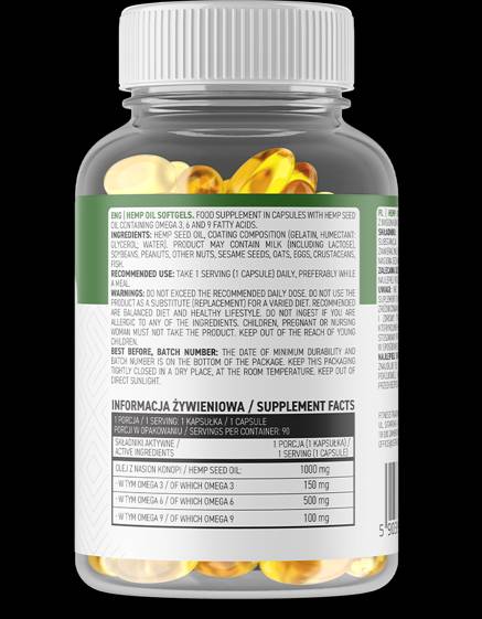 Konopljino semensko olje / omega 3-6-9 kompleksne 90 gel kapsule